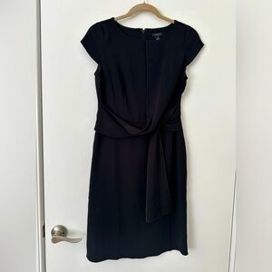 Ann Taylor Black draped cap sleeve crepe sheath dress - 4P